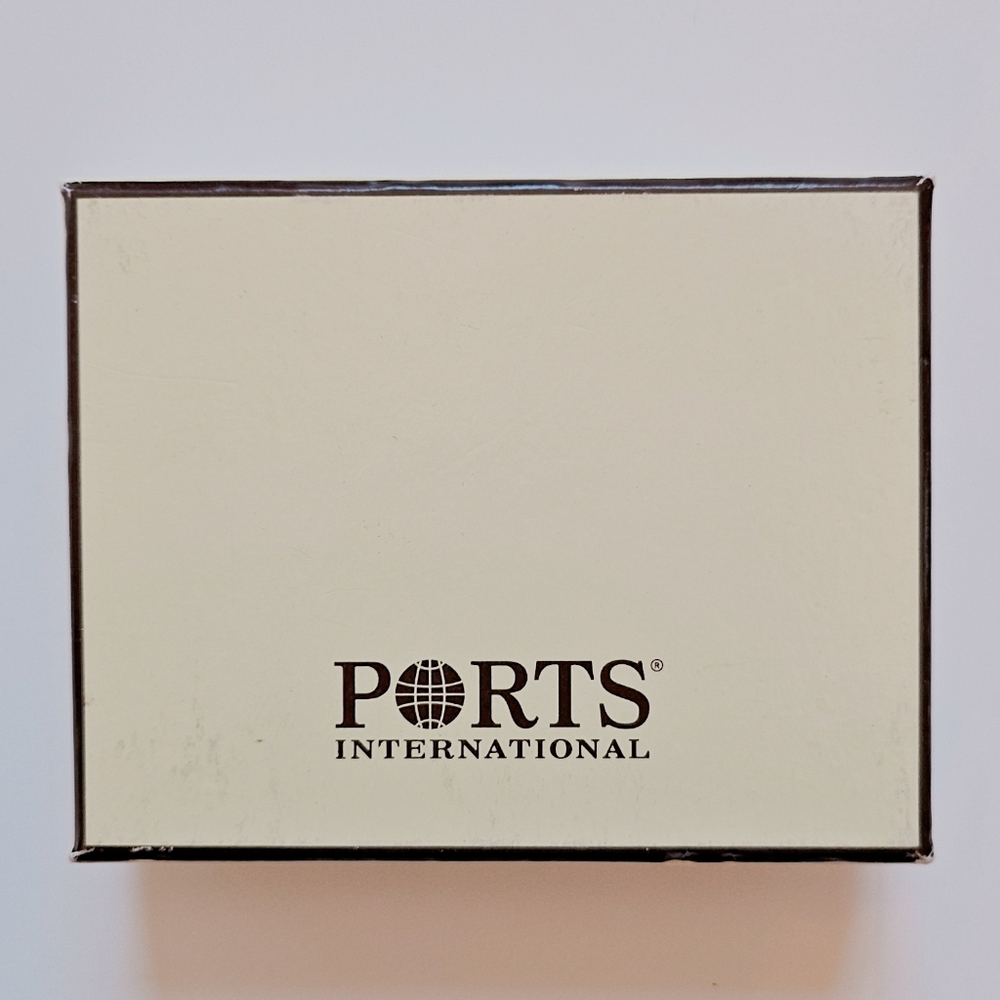 PORTS 1961 Black Eel Skin Exotic Leather Card Holder Silver Detail With Box. - Picture 2 of 5